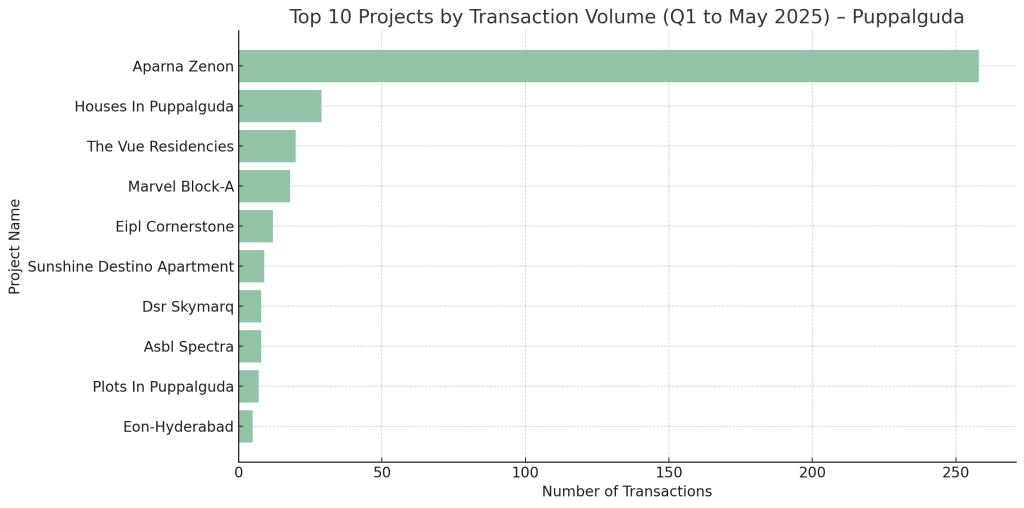 Top projects by transaction volume Q1 to May 2025 -Puppalguda